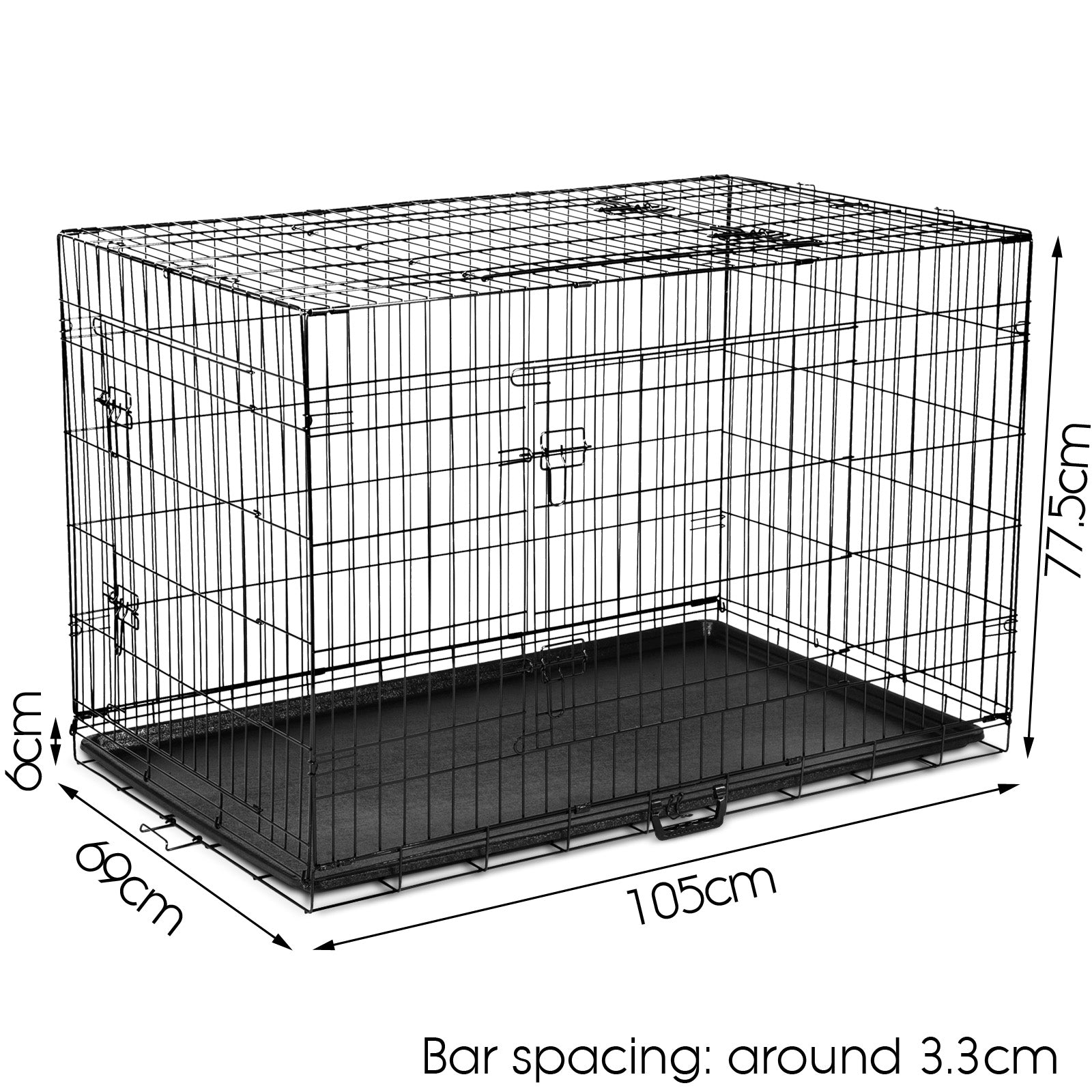 I.Pet Dog Cage Crate 24" Large Puppy Rabbit Cat Foldable Metal Kennel Portable