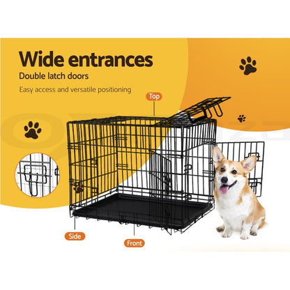 I.Pet Dog Cage Crate 24" Large Puppy Rabbit Cat Foldable Metal Kennel Portable