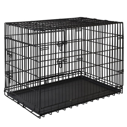 I.Pet Dog Cage Crate 24" Large Puppy Rabbit Cat Foldable Metal Kennel Portable