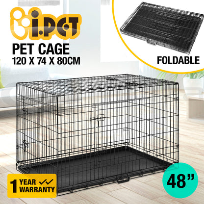 I.Pet Dog Cage Crate 24" Large Puppy Rabbit Cat Foldable Metal Kennel Portable