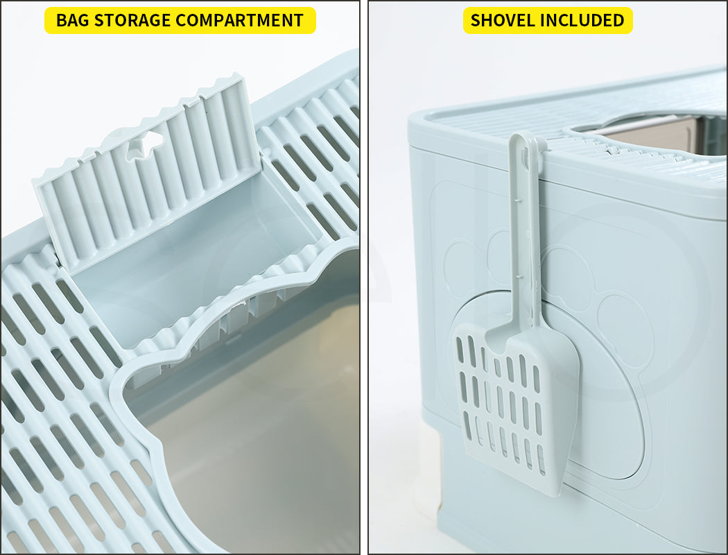 Pawz Foldable Cat Litter Box Toilet Tray Enclosed Kitty Hooded Top Entry Large