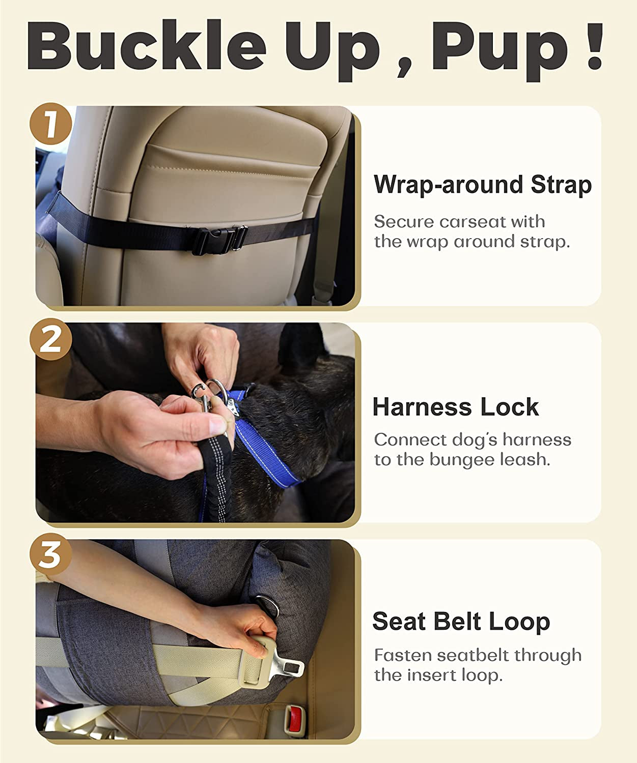Dog Car Seat, Puppy Booster Seat, Travel Carrier Bed for Small and Medium Pets