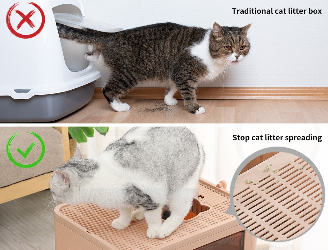 Pawz Foldable Cat Litter Box Toilet Tray Enclosed Kitty Hooded Top Entry Large