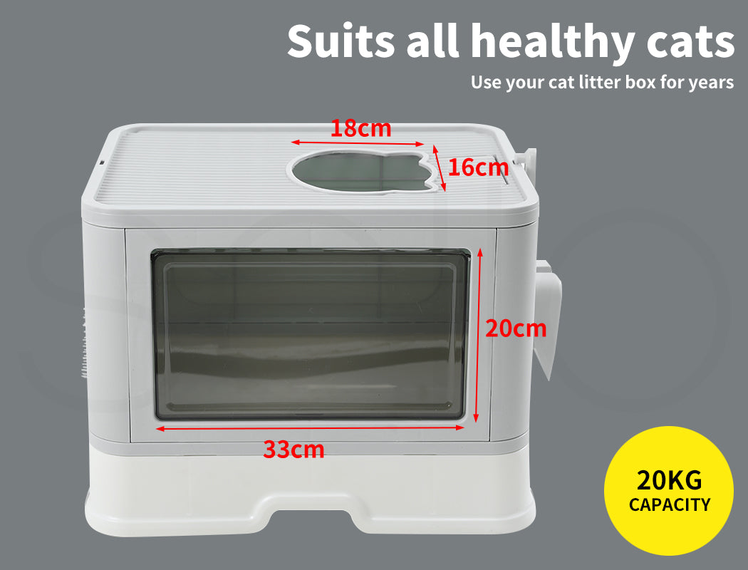 Pawz Foldable Cat Litter Box Toilet Tray Enclosed Kitty Hooded Top Entry Large