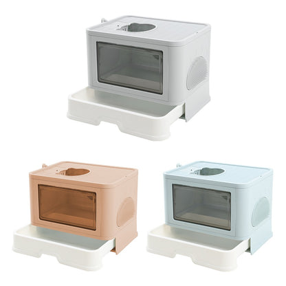 Pawz Foldable Cat Litter Box Toilet Tray Enclosed Kitty Hooded Top Entry Large