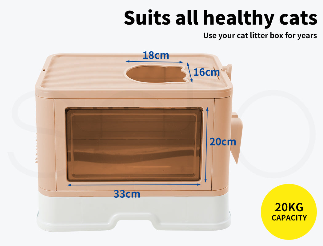 Pawz Foldable Cat Litter Box Toilet Tray Enclosed Kitty Hooded Top Entry Large