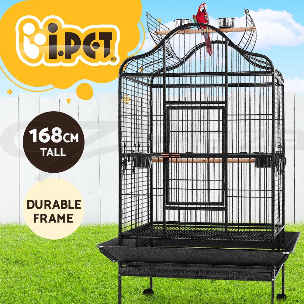 I.Pet Bird Cage Large Pet Cages Aviary Parrot Toys Budgie Stand-Alone Wheels