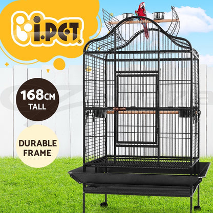 I.Pet Bird Cage Large Pet Cages Aviary Parrot Toys Budgie Stand-Alone Wheels