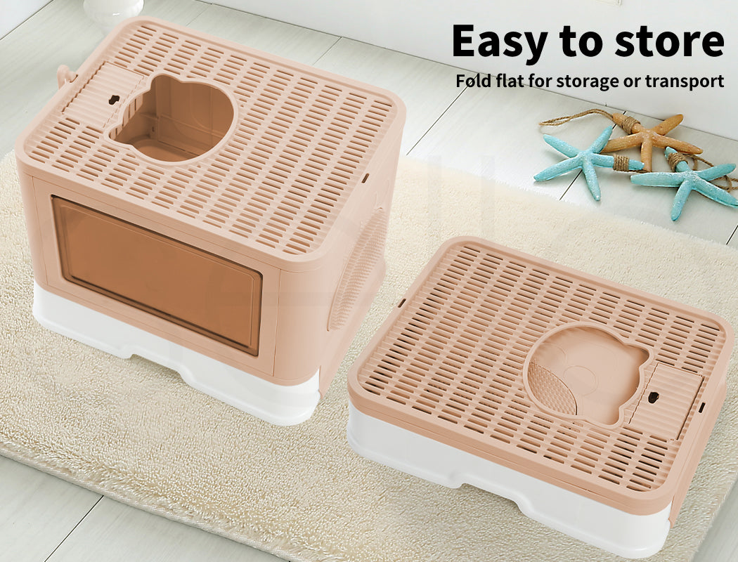 Pawz Foldable Cat Litter Box Toilet Tray Enclosed Kitty Hooded Top Entry Large
