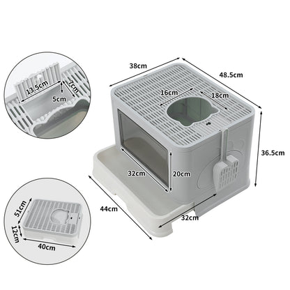 Pawz Foldable Cat Litter Box Toilet Tray Enclosed Kitty Hooded Top Entry Large