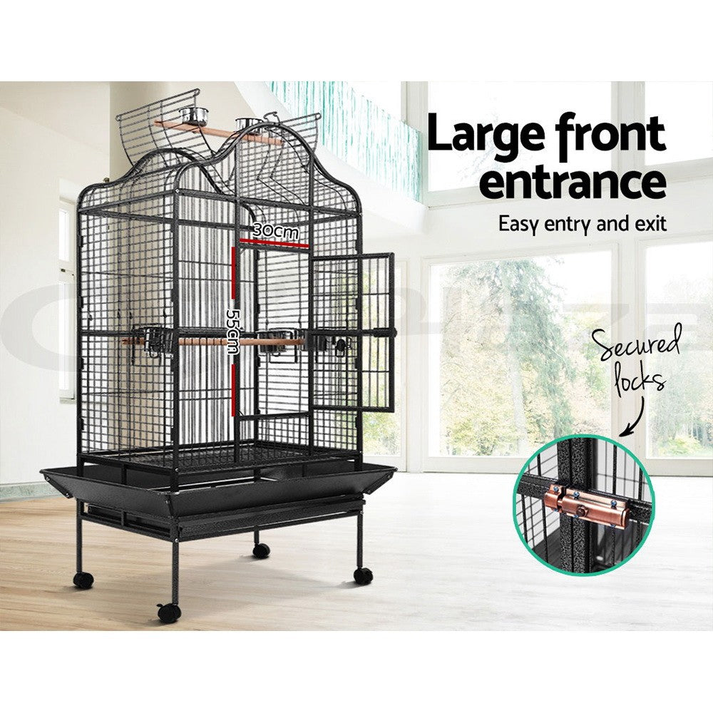 I.Pet Bird Cage Large Pet Cages Aviary Parrot Toys Budgie Stand-Alone Wheels