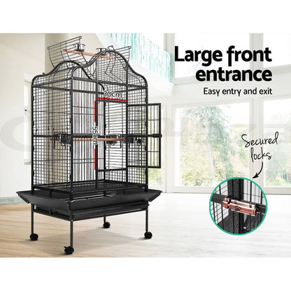 I.Pet Bird Cage Large Pet Cages Aviary Parrot Toys Budgie Stand-Alone Wheels