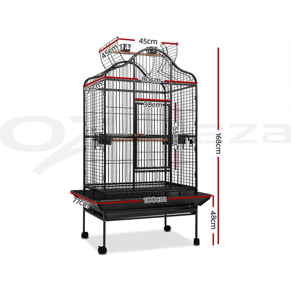 I.Pet Bird Cage Large Pet Cages Aviary Parrot Toys Budgie Stand-Alone Wheels