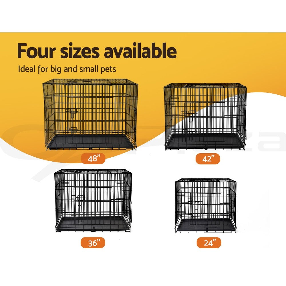 I.Pet Dog Cage Crate 24" Large Puppy Rabbit Cat Foldable Metal Kennel Portable