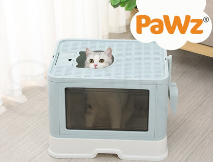 Pawz Foldable Cat Litter Box Toilet Tray Enclosed Kitty Hooded Top Entry Large