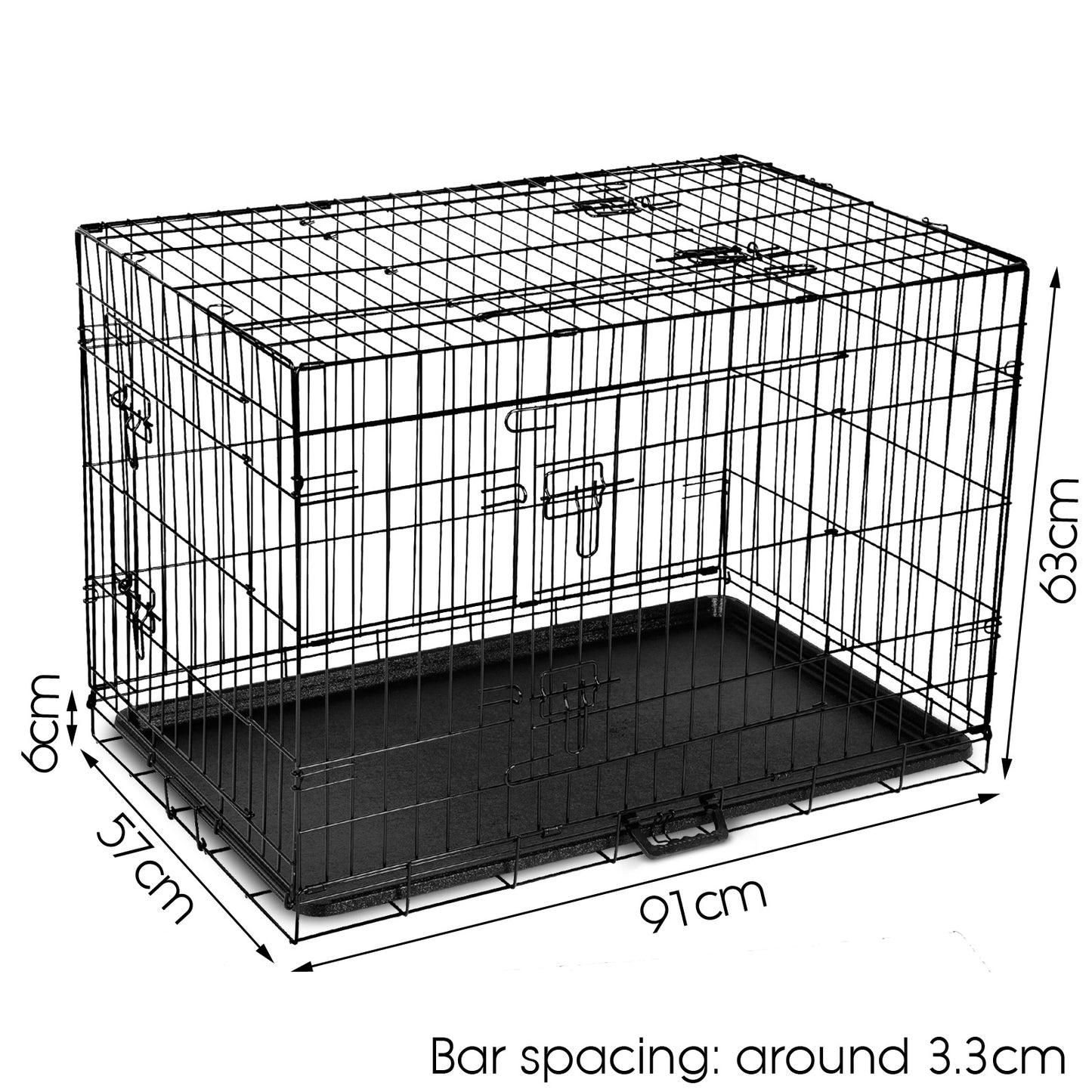 I.Pet Dog Cage Crate 24" Large Puppy Rabbit Cat Foldable Metal Kennel Portable