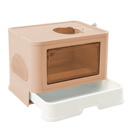 Pawz Foldable Cat Litter Box Toilet Tray Enclosed Kitty Hooded Top Entry Large