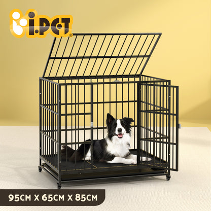 I.Pet Dog Cage Crate 24" Large Puppy Rabbit Cat Foldable Metal Kennel Portable