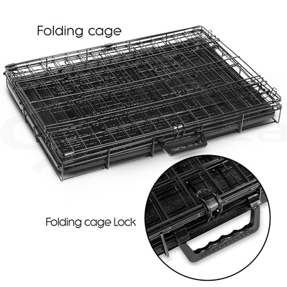 I.Pet Dog Cage Crate 24" Large Puppy Rabbit Cat Foldable Metal Kennel Portable