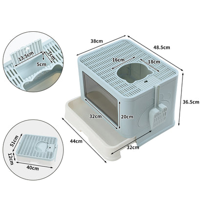 Pawz Foldable Cat Litter Box Toilet Tray Enclosed Kitty Hooded Top Entry Large