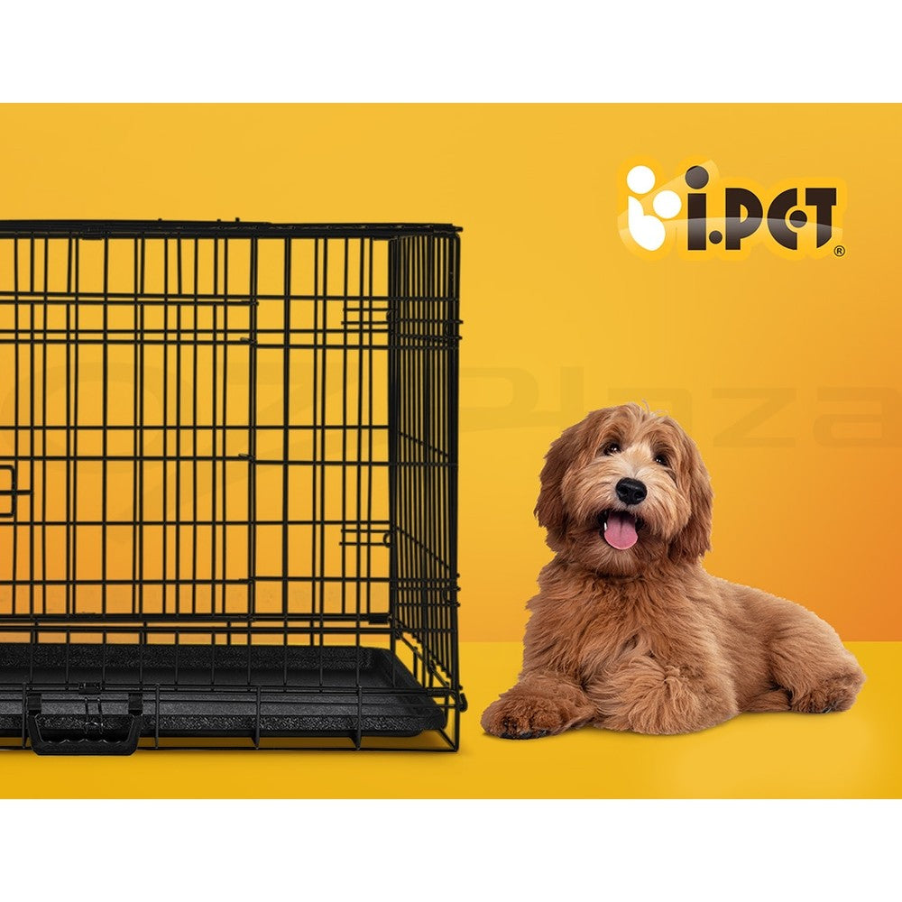 I.Pet Dog Cage Crate 24" Large Puppy Rabbit Cat Foldable Metal Kennel Portable
