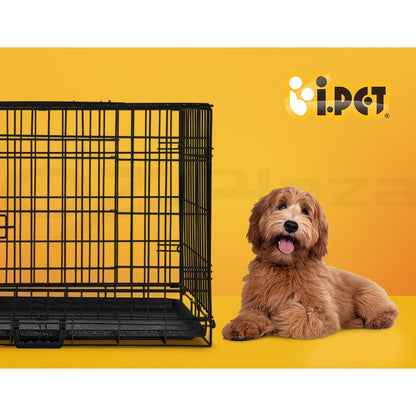 I.Pet Dog Cage Crate 24" Large Puppy Rabbit Cat Foldable Metal Kennel Portable