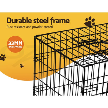 I.Pet Dog Cage Crate 24" Large Puppy Rabbit Cat Foldable Metal Kennel Portable