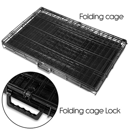 I.Pet Dog Cage Crate 24" Large Puppy Rabbit Cat Foldable Metal Kennel Portable