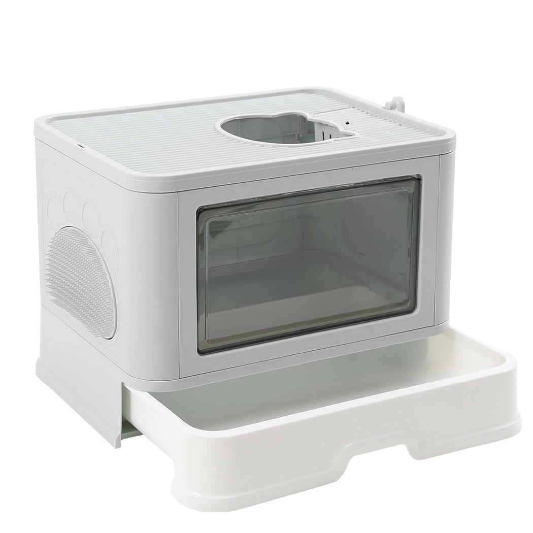 Pawz Foldable Cat Litter Box Toilet Tray Enclosed Kitty Hooded Top Entry Large