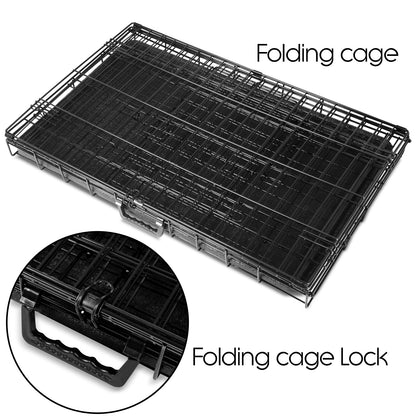 I.Pet Dog Cage Crate 24" Large Puppy Rabbit Cat Foldable Metal Kennel Portable