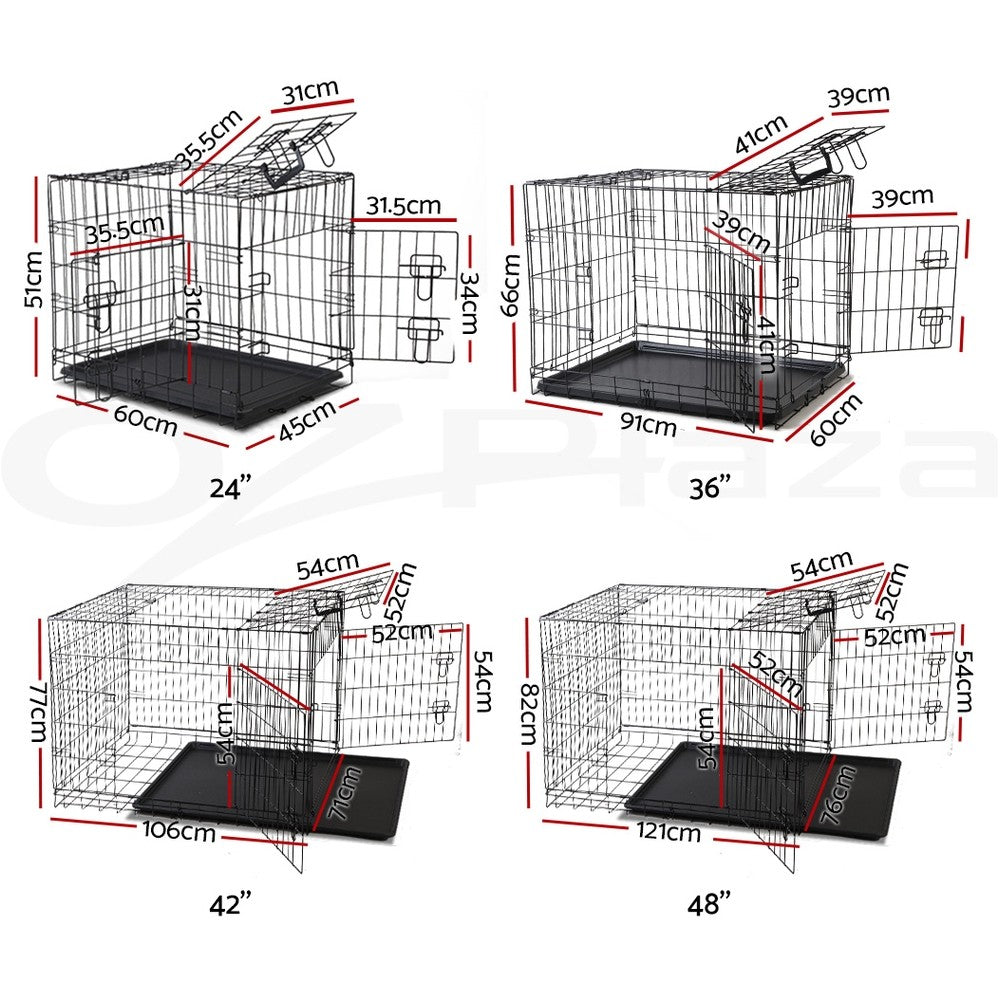 I.Pet Dog Cage Crate 24" Large Puppy Rabbit Cat Foldable Metal Kennel Portable