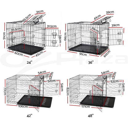I.Pet Dog Cage Crate 24" Large Puppy Rabbit Cat Foldable Metal Kennel Portable