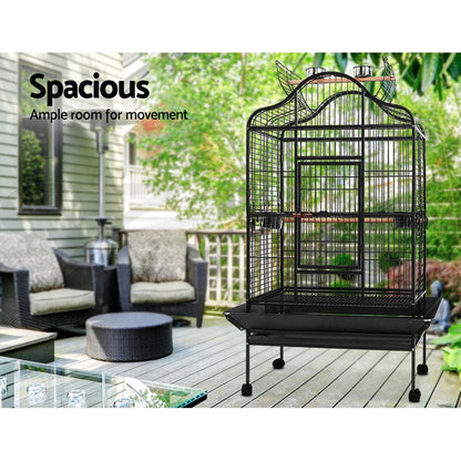 I.Pet Bird Cage Large Pet Cages Aviary Parrot Toys Budgie Stand-Alone Wheels