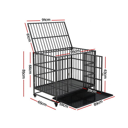I.Pet Dog Cage Crate 24" Large Puppy Rabbit Cat Foldable Metal Kennel Portable