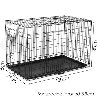 I.Pet Dog Cage Crate 24" Large Puppy Rabbit Cat Foldable Metal Kennel Portable