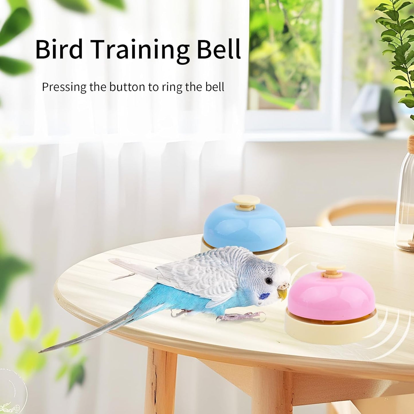 Bird Toys, Parrot Training Bell, 2 Pack Bird Tell Bell Chew Toys, Pet Training Bell Toy, Bird Cage Toy for Parrots, Parakeets, Conures, Cockatiels, Dogs