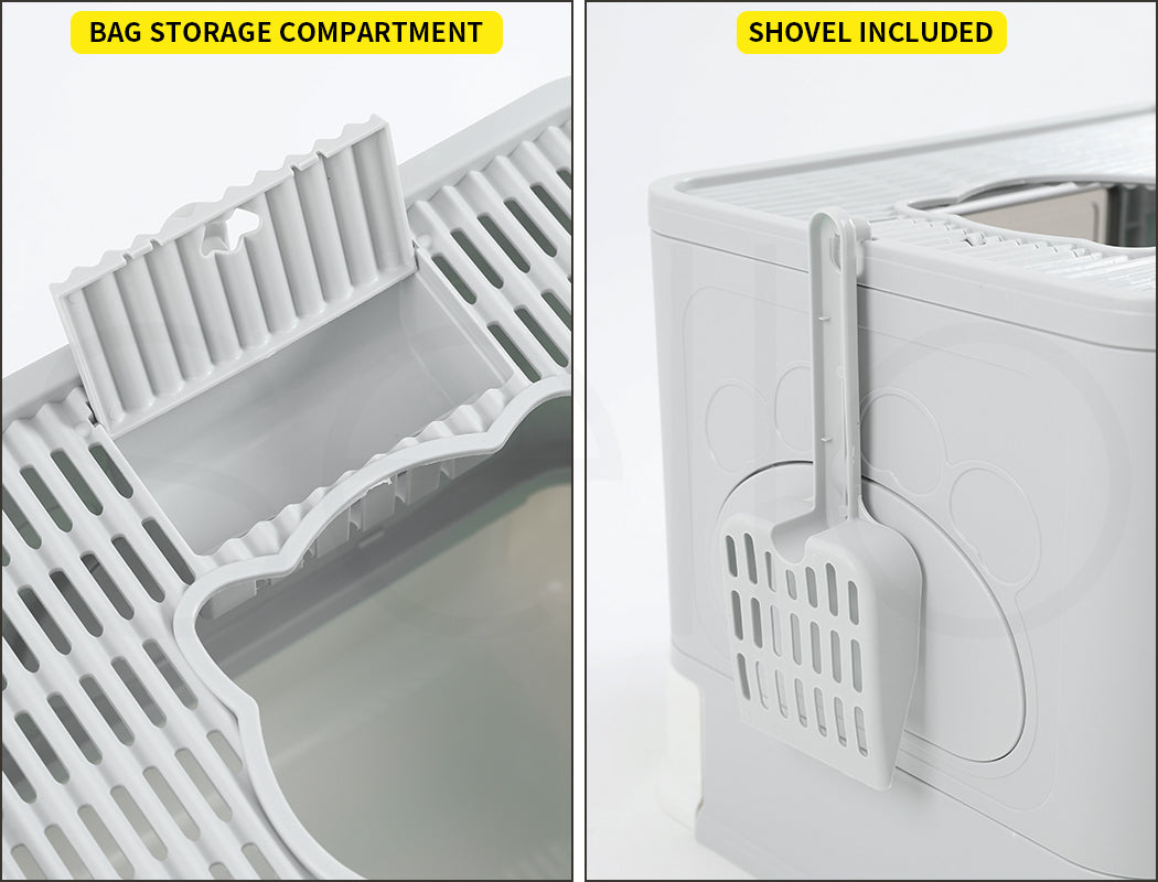 Pawz Foldable Cat Litter Box Toilet Tray Enclosed Kitty Hooded Top Entry Large