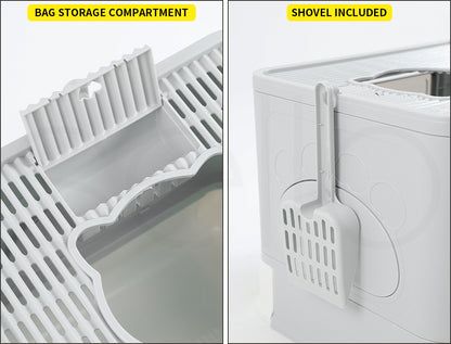 Pawz Foldable Cat Litter Box Toilet Tray Enclosed Kitty Hooded Top Entry Large