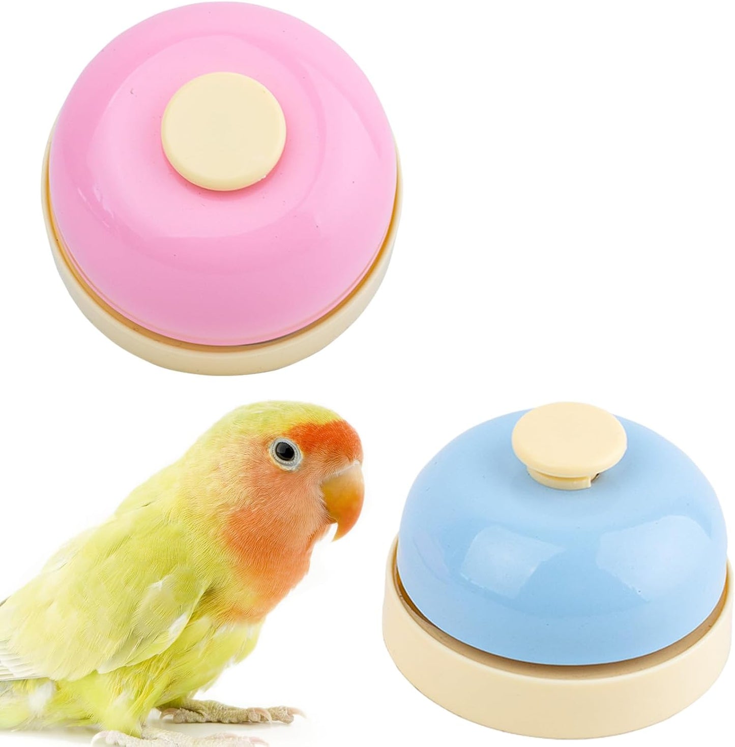 Bird Toys, Parrot Training Bell, 2 Pack Bird Tell Bell Chew Toys, Pet Training Bell Toy, Bird Cage Toy for Parrots, Parakeets, Conures, Cockatiels, Dogs
