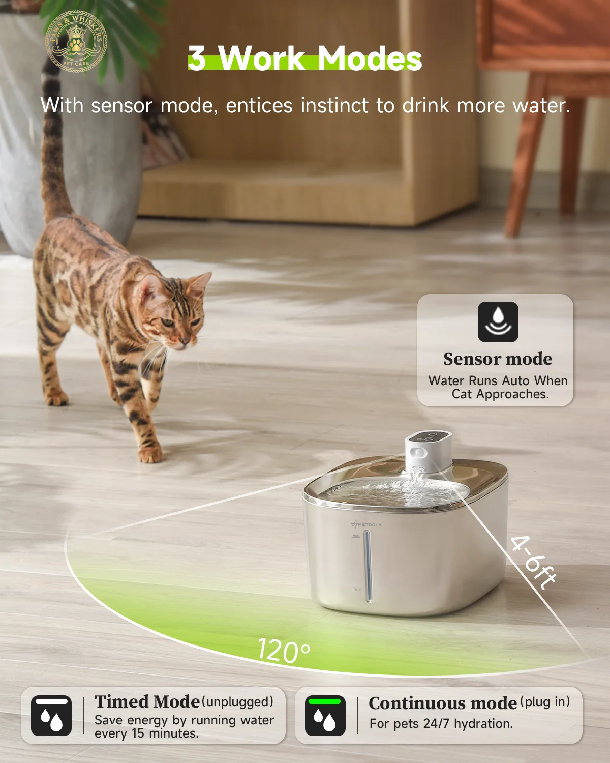 APETDOLA 4L Wireless Cat Water Fountain Auto Sensor Drinking Fountain for Cats Dog Drinker Pet Water Dispenser Accessories