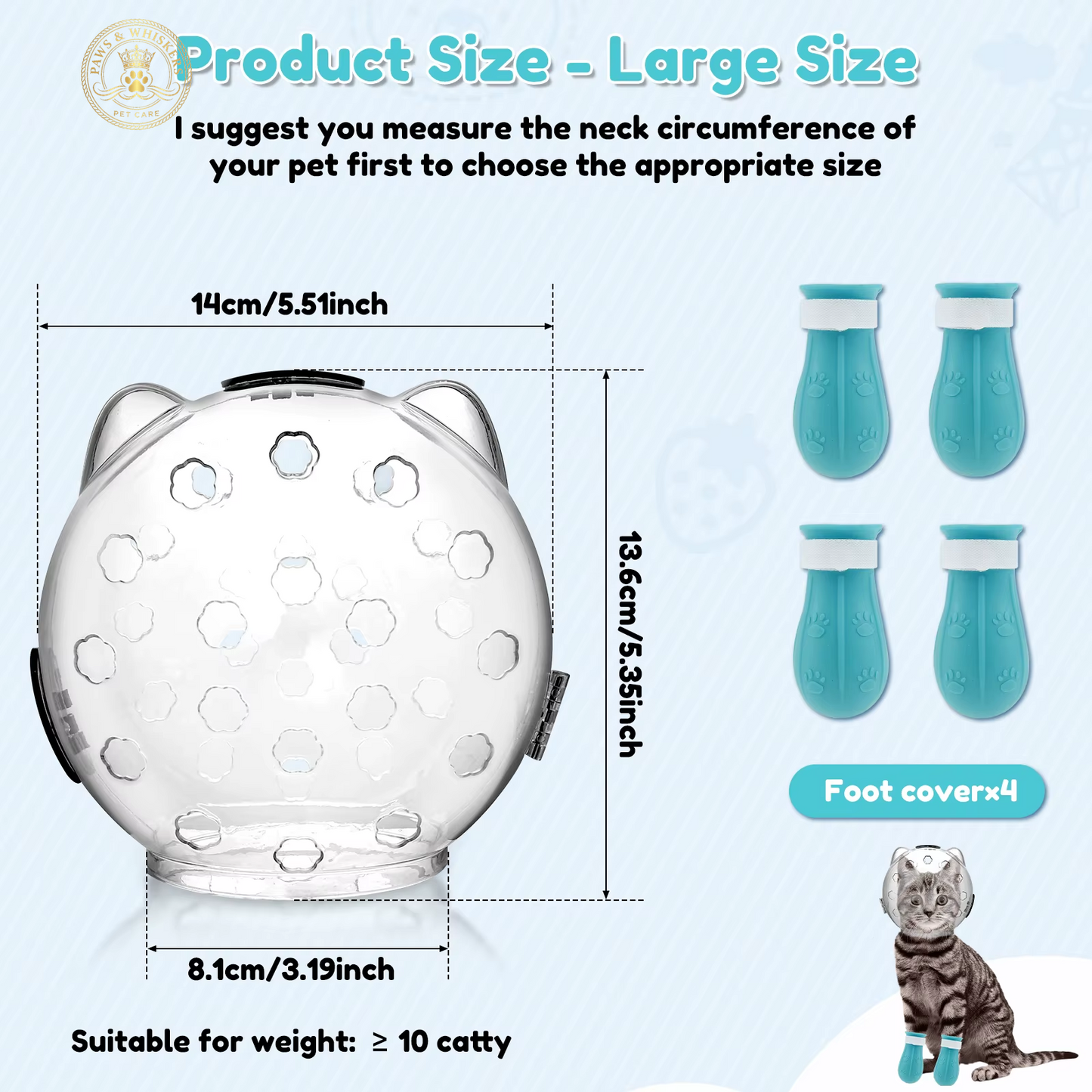 Cat Muzzle Anti-Bite Breathable Protective Space Hood Mask Cover Muzzle Helmet Cat Grooming Transparent Space Hood Pets Supplies