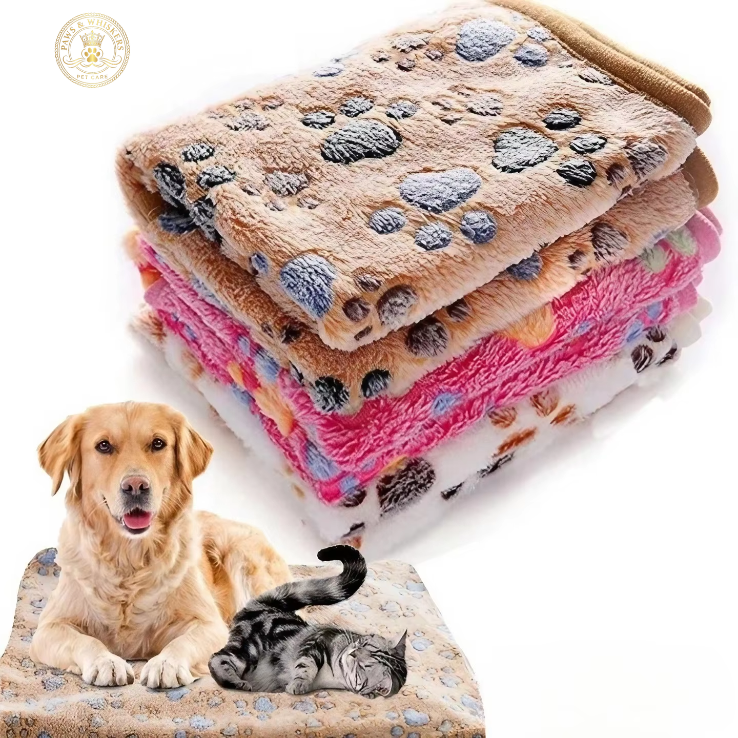 Soft Fluffy High Quality Pet Blanket Cute Cartoon Pattern Pet Mat Warm and Comfortable Blanket for Cat Dogs