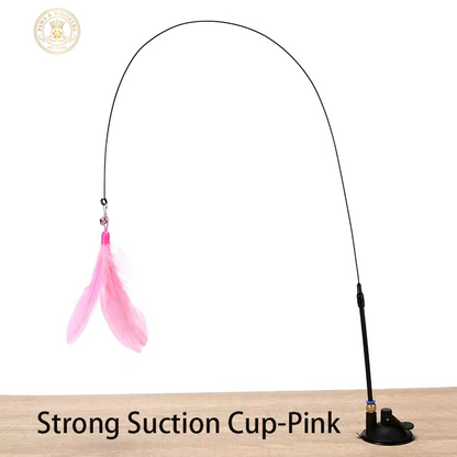 Interactive Cat Toy Handfree Cat Stick Playing Kitten Playing Teaser Wand Toy Suction Cup Bird/Feather Cat Wand Pet Supplies