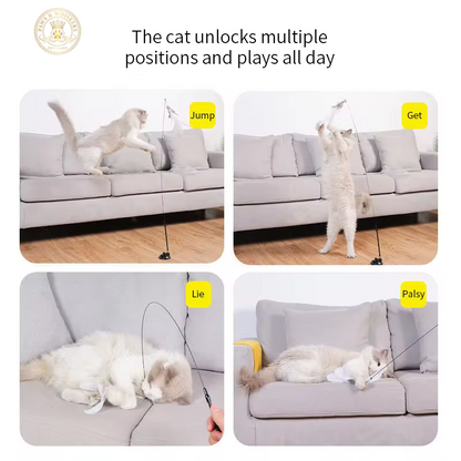 Interactive Cat Toy Handfree Cat Stick Playing Kitten Playing Teaser Wand Toy Suction Cup Bird/Feather Cat Wand Pet Supplies