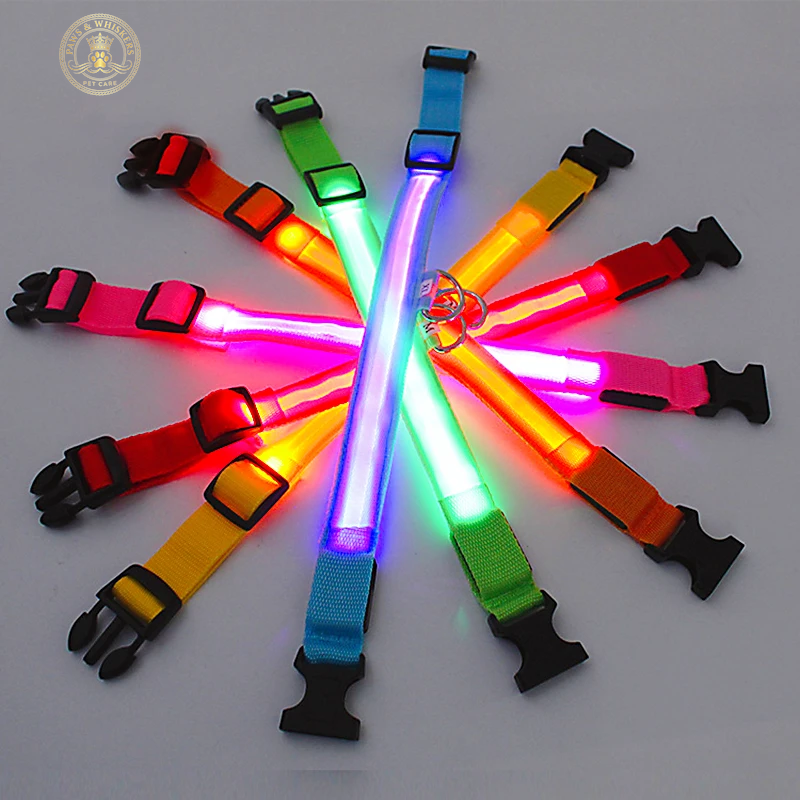 LED Glowing Dog Collar Adjustable Flashing Rechargea Luminous Collar Night Anti-Lost Dog Light Harnessfor Small Dog Pet Products
