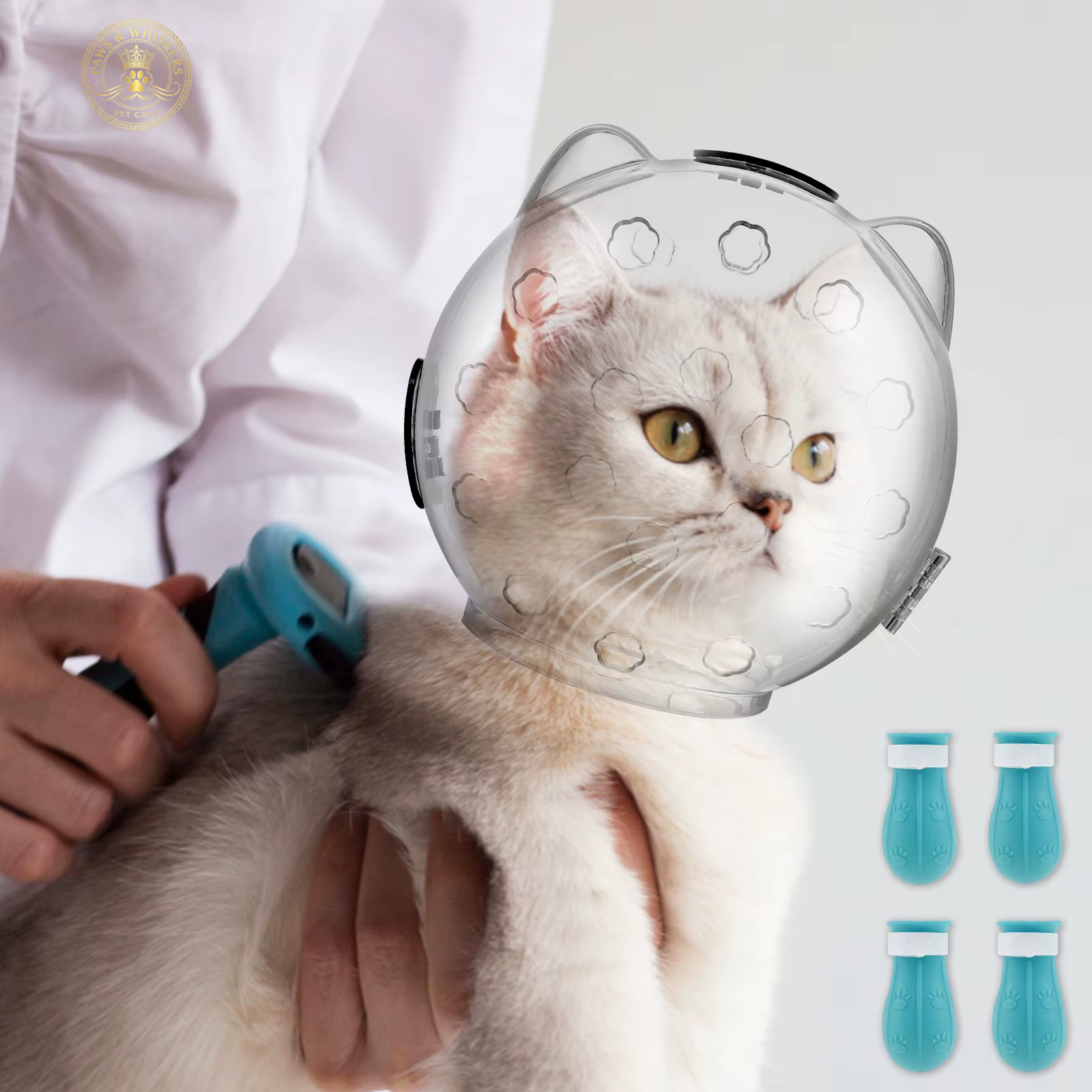 Cat Muzzle Anti-Bite Breathable Protective Space Hood Mask Cover Muzzle Helmet Cat Grooming Transparent Space Hood Pets Supplies