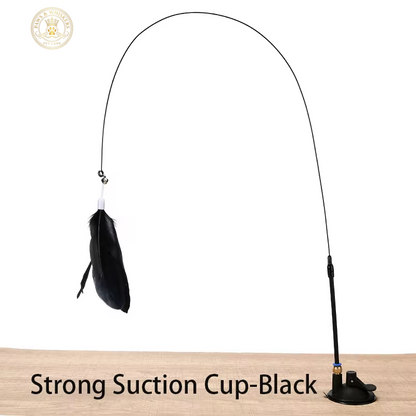 Interactive Cat Toy Handfree Cat Stick Playing Kitten Playing Teaser Wand Toy Suction Cup Bird/Feather Cat Wand Pet Supplies