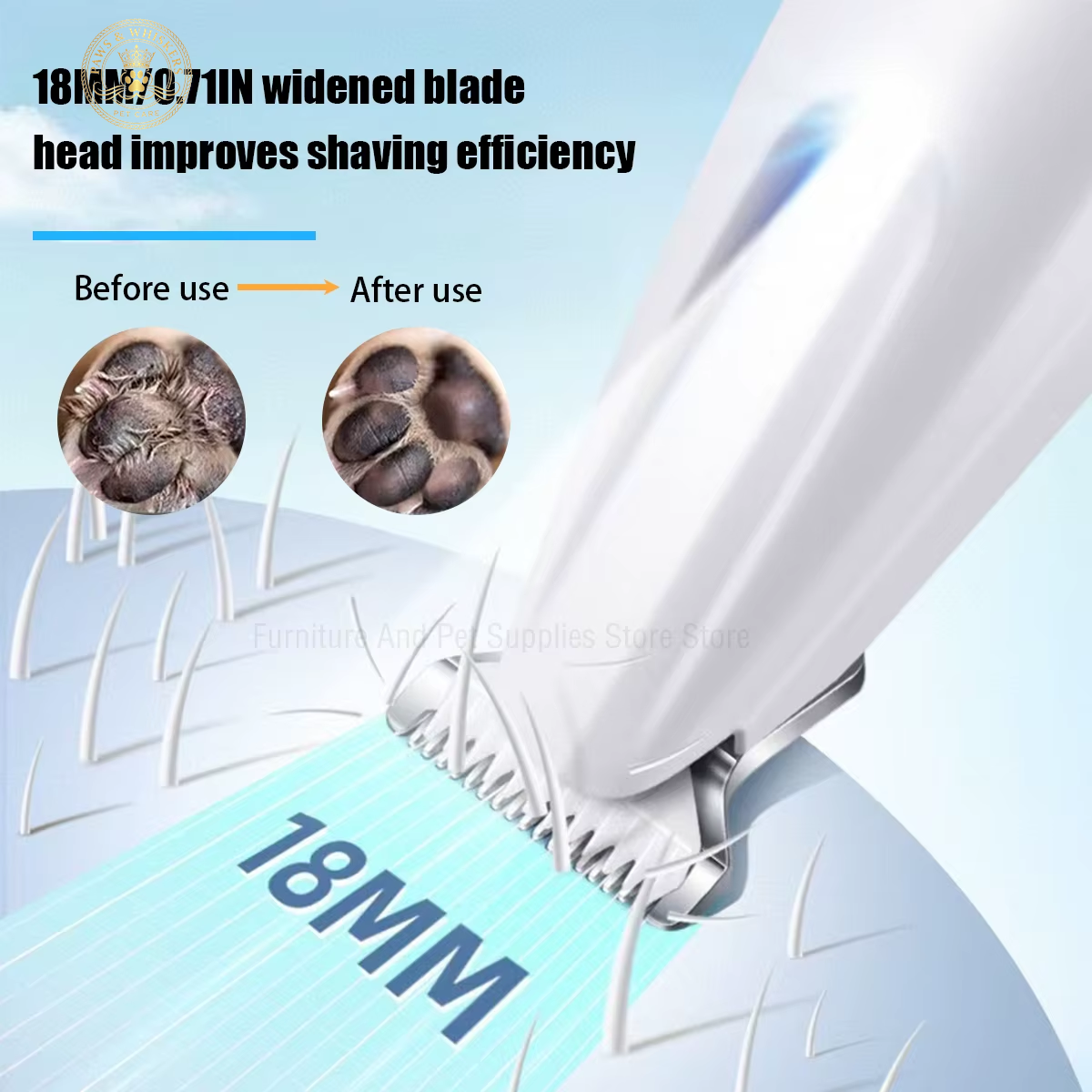 New Dog Paw Trimmer with LED Light Fully Waterproof Pet Hair Trimmer with LED Display Dog Clippers for Grooming 18Mm Widen Blade