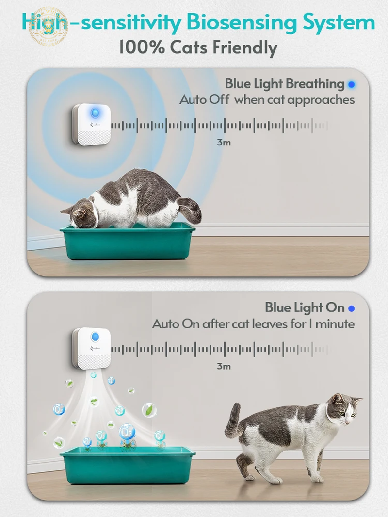 Downypaws 4000Mah Smart Cat Odor Purifier for Cat Litter Box Deodorizer Pet Toilet Air Purifier Dog Cat Litter Deodorant