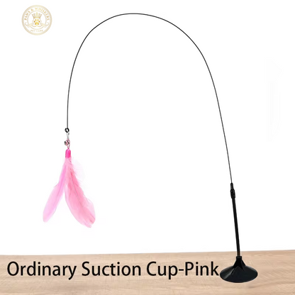 Interactive Cat Toy Handfree Cat Stick Playing Kitten Playing Teaser Wand Toy Suction Cup Bird/Feather Cat Wand Pet Supplies